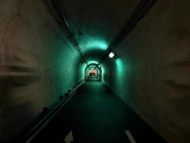 The tunnel changes color as you proceed, creating a wonderful atmosphere