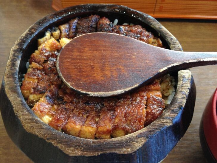 Densely packed unagi and rice