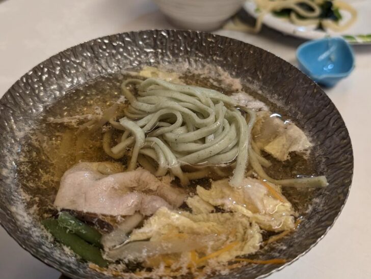 Karamushi Udon served as the hot pot's finishing course