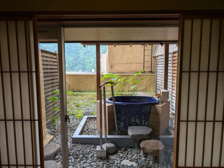 The private open-air onsen bath, available 24/7