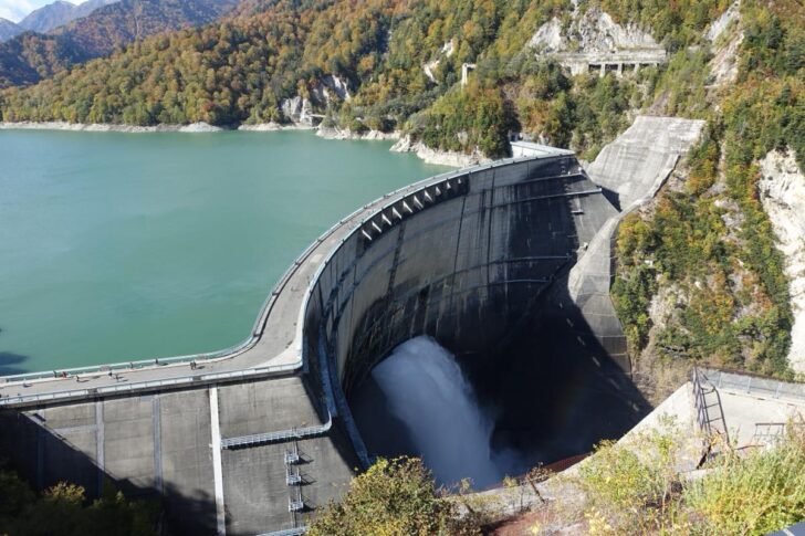 Water discharge at Kurobe Dam