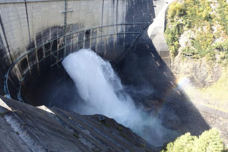 Up-close view of the water discharge