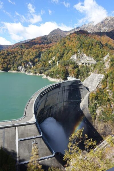 Rainbow over Kurobe Dam