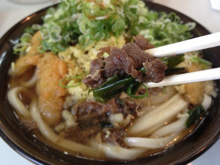 The sweet and savory beef pairs wonderfully with the udon