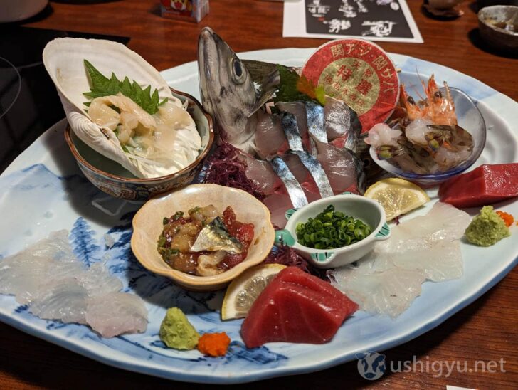 Sashimi platter featuring Seki Saba