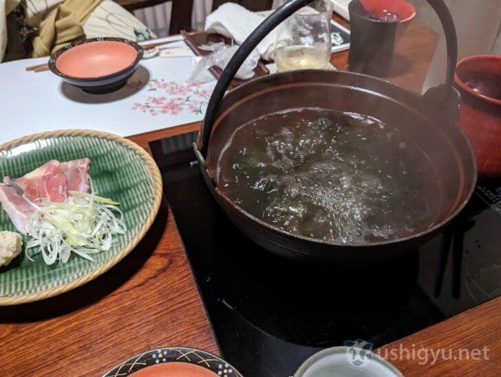 Dashi poured over Yaseuma noodles