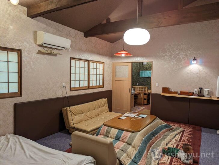 Low sofas and beds, safe for babies