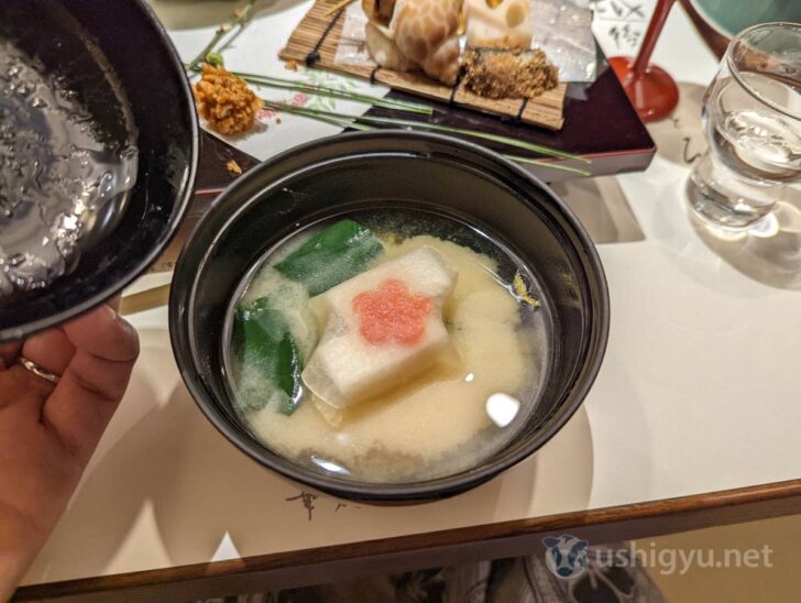 Crab in white miso soup
