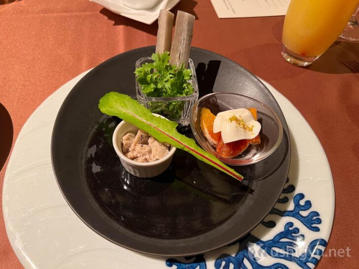 Amakusa Ume Pork Rillette with blood orange and ricotta