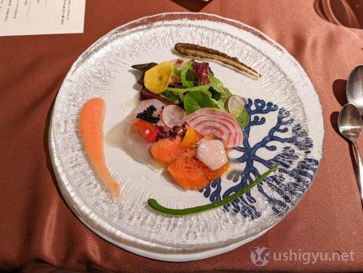 Fresh fish carpaccio with Southern salmon, flounder, and abalone