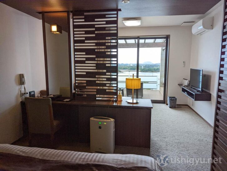 Spacious and open design with a view from the bed