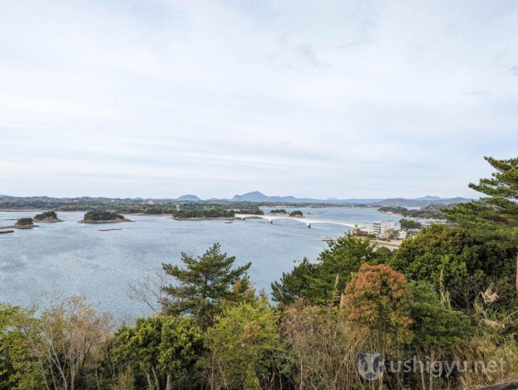Panoramic view of Amakusa’s islands and sea from the terrace