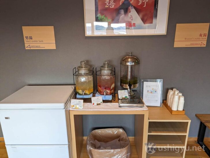 Rehydrate with Ureshino tea or citrus water after bathing