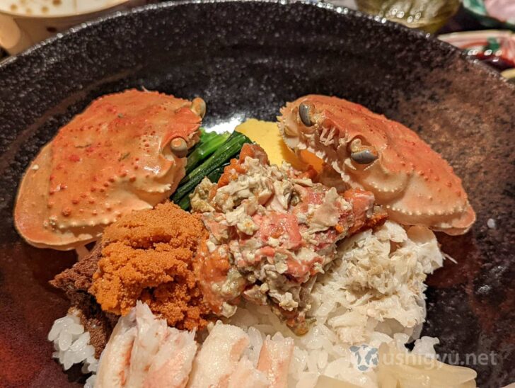 Crab meat, uchiko, and sotoko roe