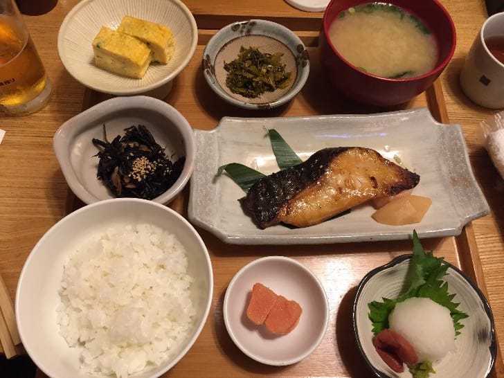 Miso-marinated black cod set with multiple sides