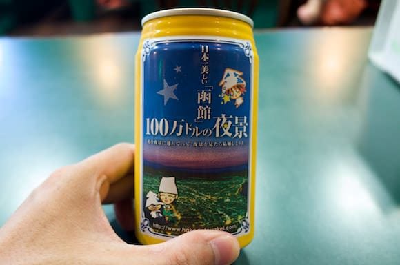 Hakodate night view printed on soda bottle