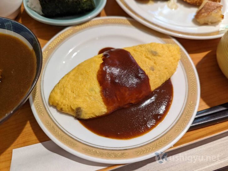 Freshly made omelet with demi-glace sauce