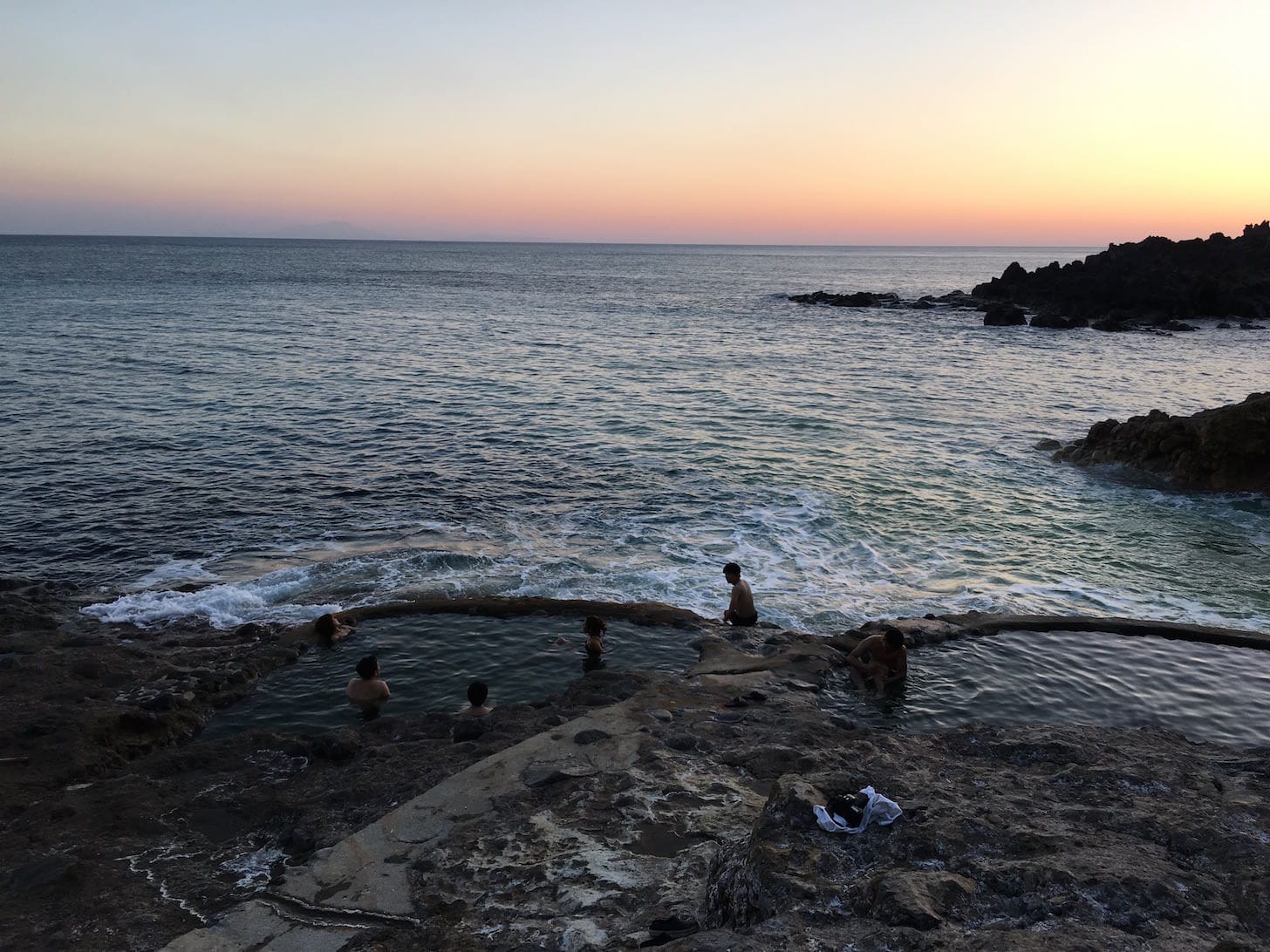 Spectacular sunset view from the hot spring
