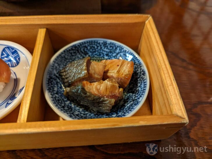 My favorite: soy-marinated grilled salmon