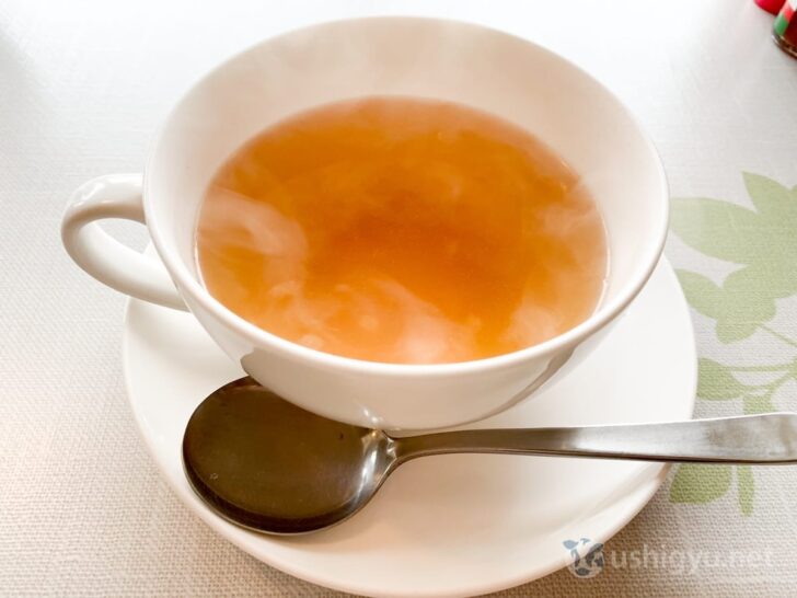 Piping hot consommé soup