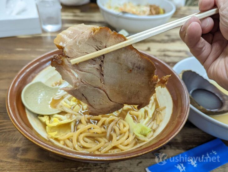 Large chashu slice that's been slowly simmered and is super tender