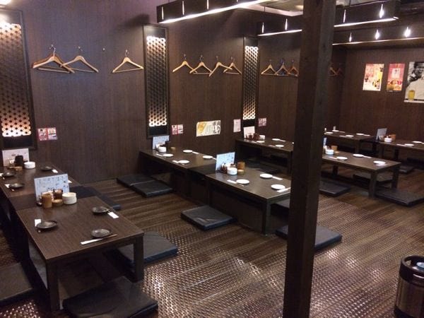 Crowded counter seating on the first floor