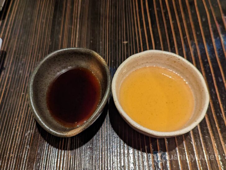 The sauces are ponzu and special Japanese broth