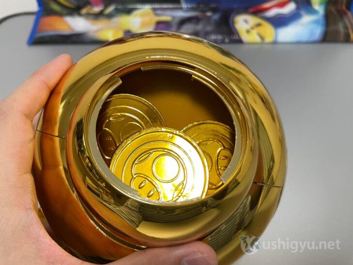 Chocolate coins inside the mushroom