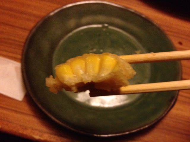 Corn kernels tempura fried to perfection