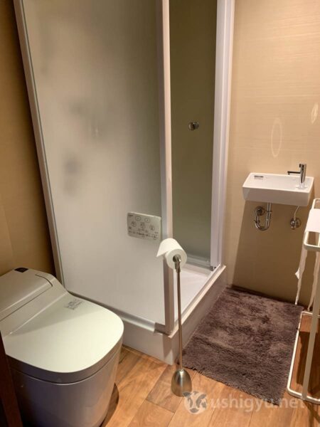 Design-conscious toilet and shower booth