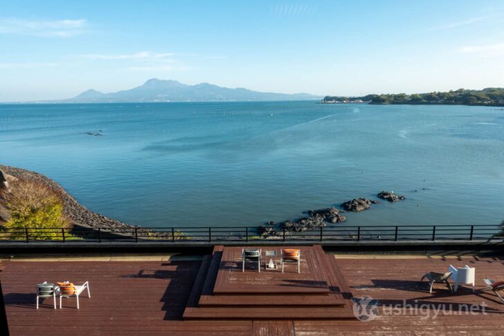 Guest-accessible terrace overlooking the sea