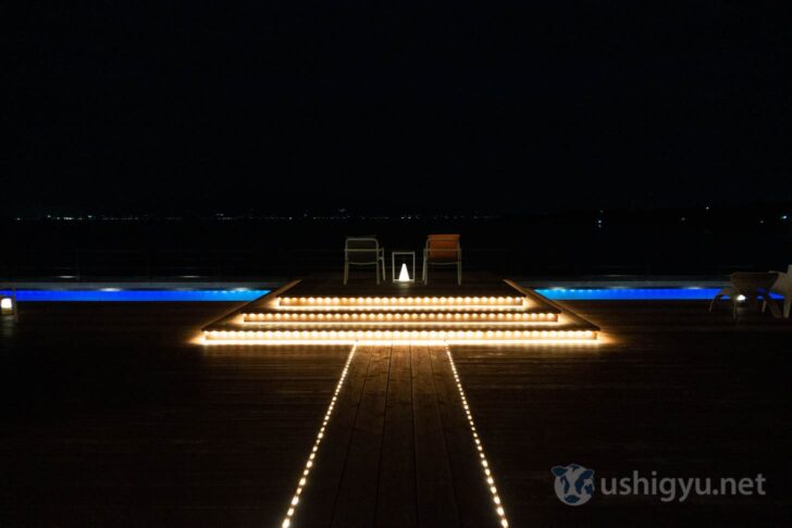 Illuminated night terrace