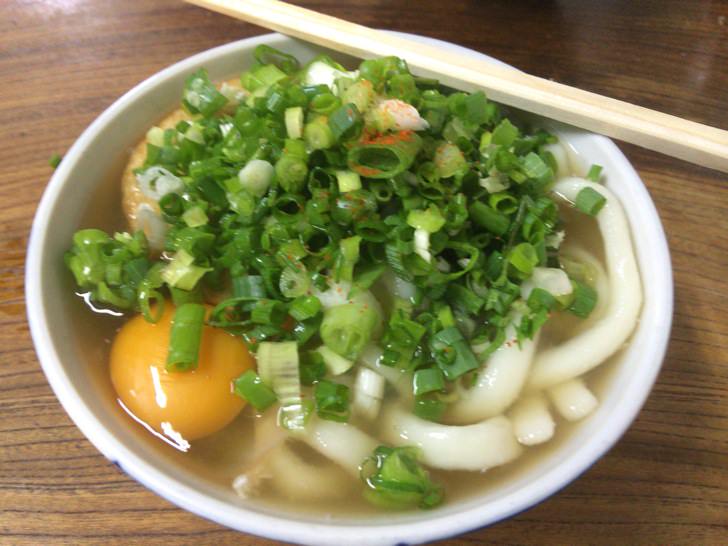 Udon loaded with green onions