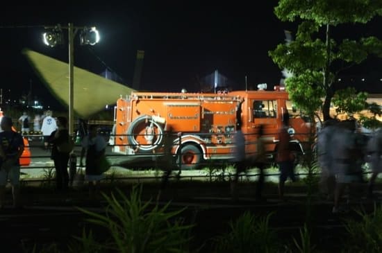 Fire engine on standby for safety