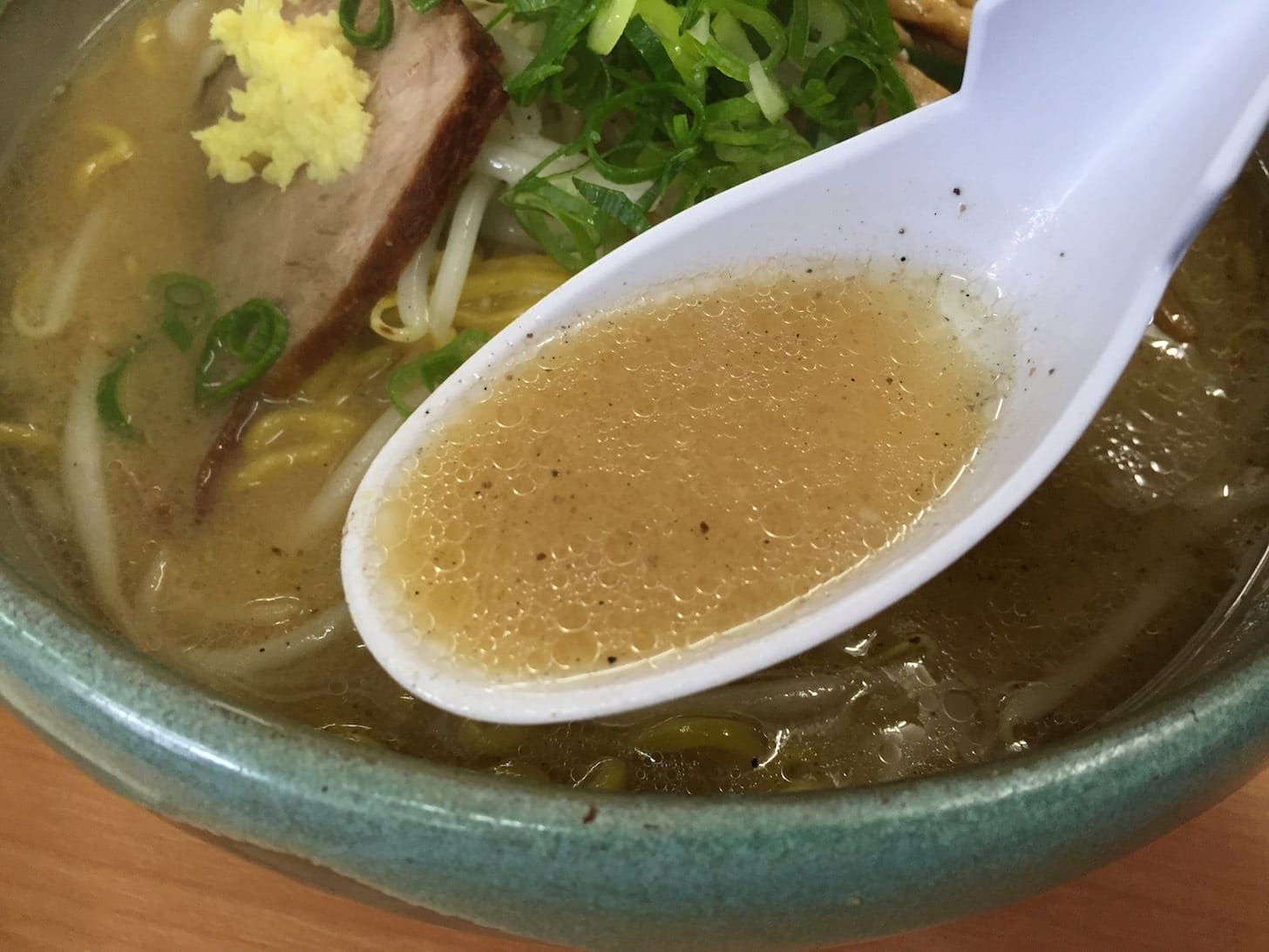 Spoonful of the rich miso soup