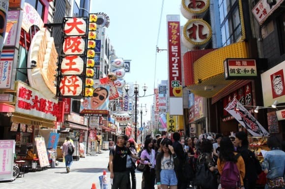 Colorful competing signs in Dotonbori