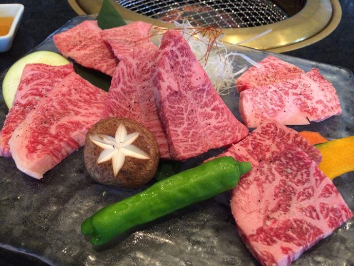 Close-up of well-marbled Ishigaki beef