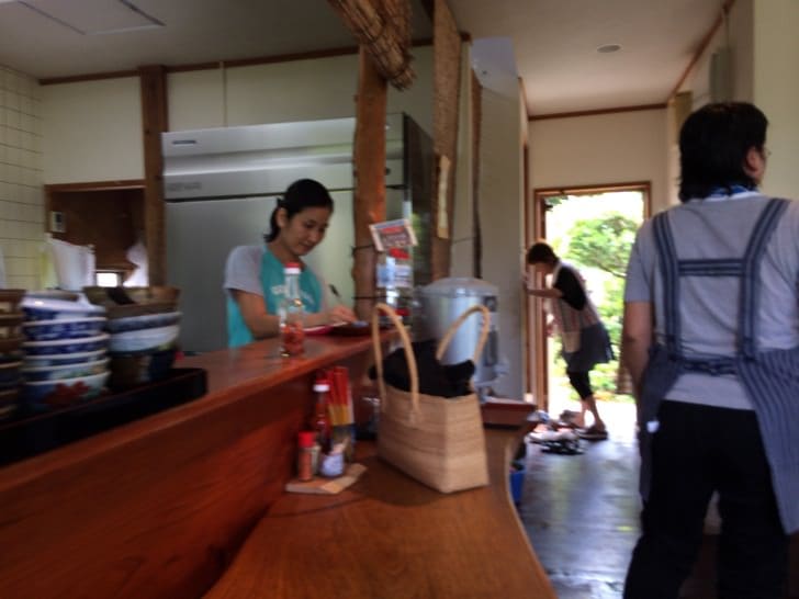 Staff preparing soba