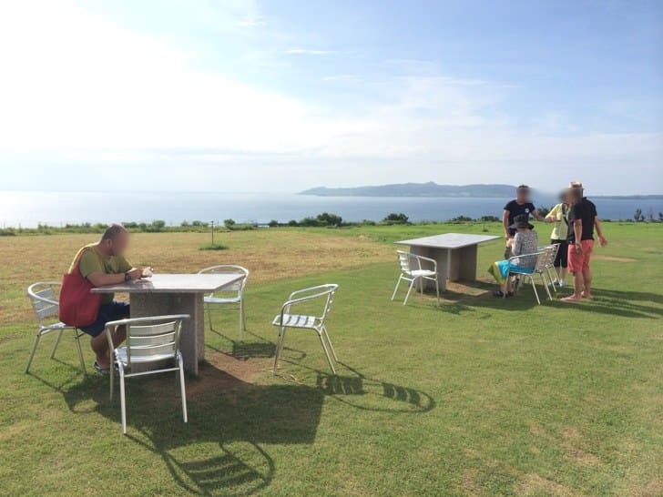 Ocean view from outdoor seating