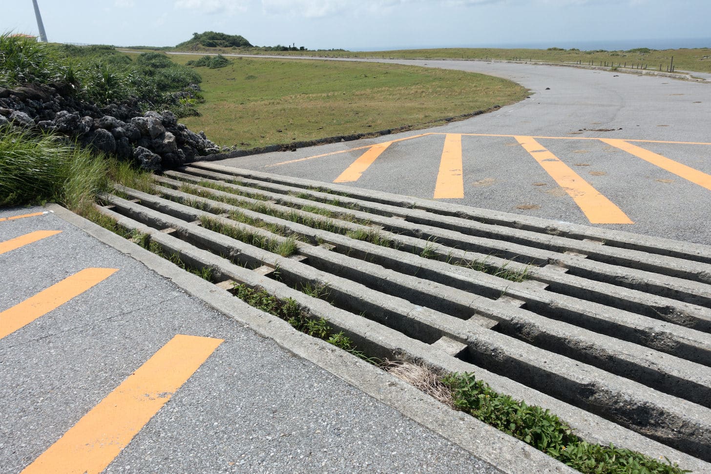 Long line of roadway trenches