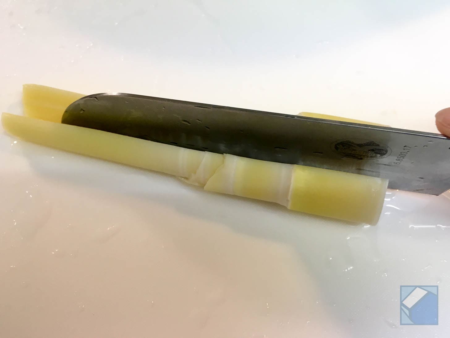 Halved daimyo takenoko draining excess moisture