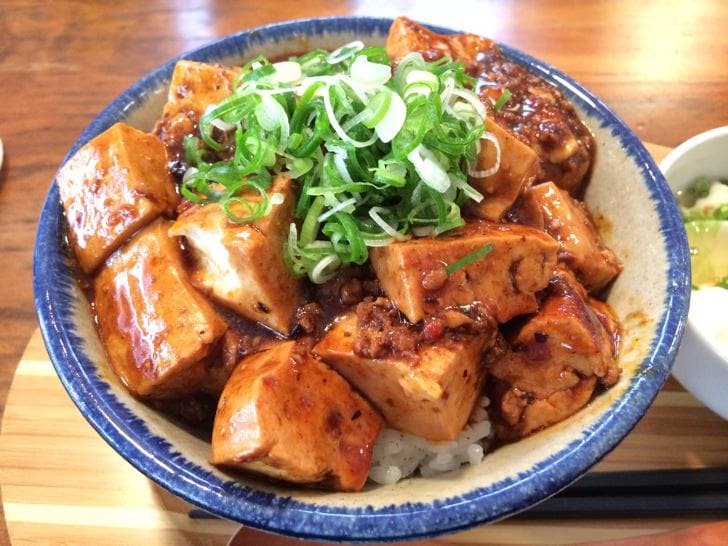 Close-up of mapo tofu with special sauce