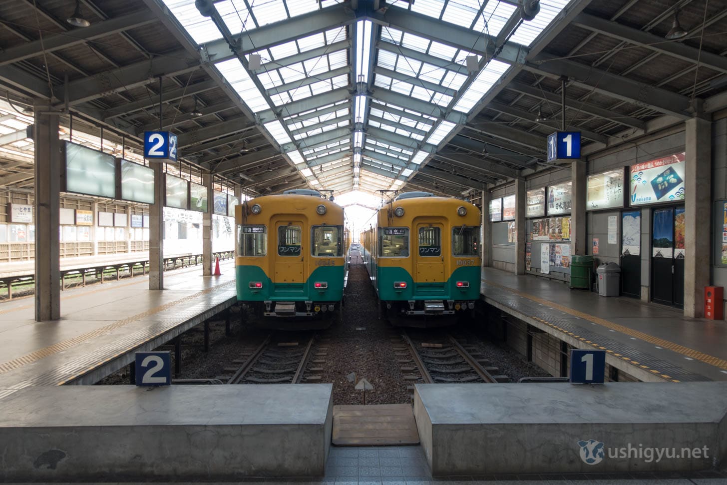 Vintage electric trains at station