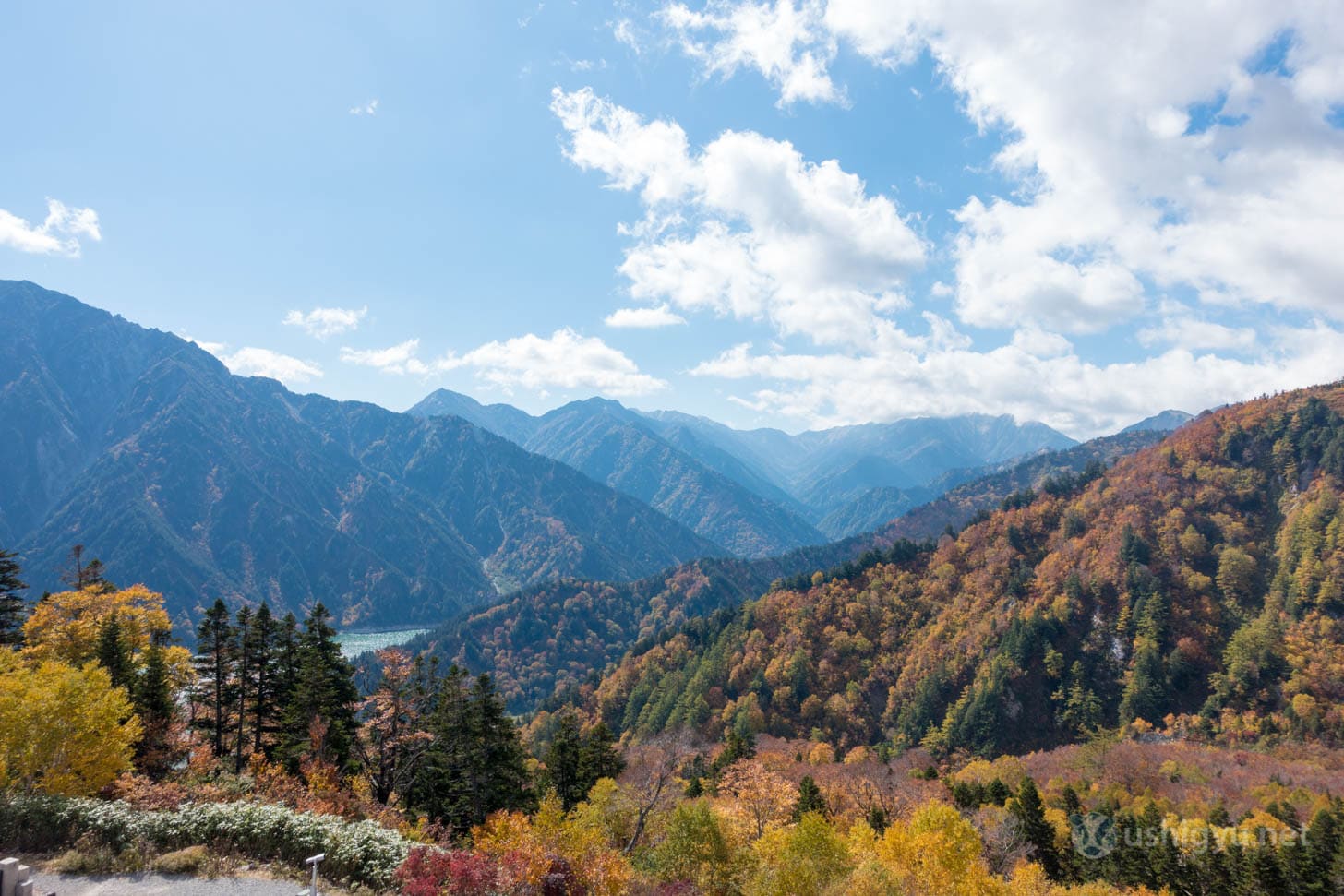 Connected Northern Alps mountain peaks from Kurobe Daira