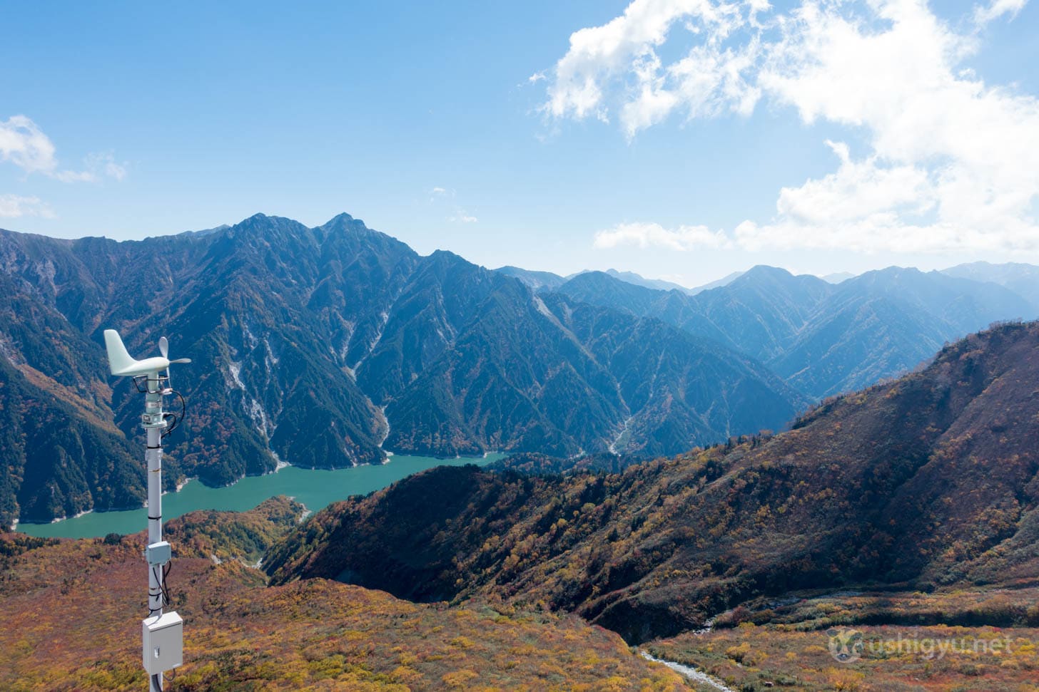 Kurobe Lake from high elevation vantage point