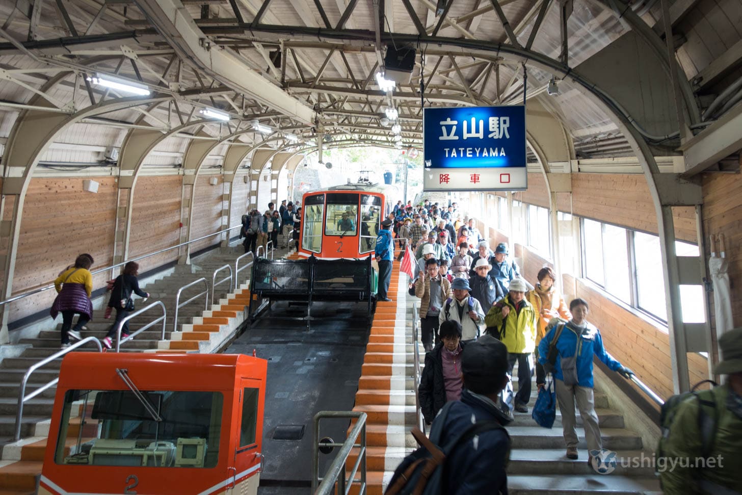 Cable car descending toward Tateyama Station