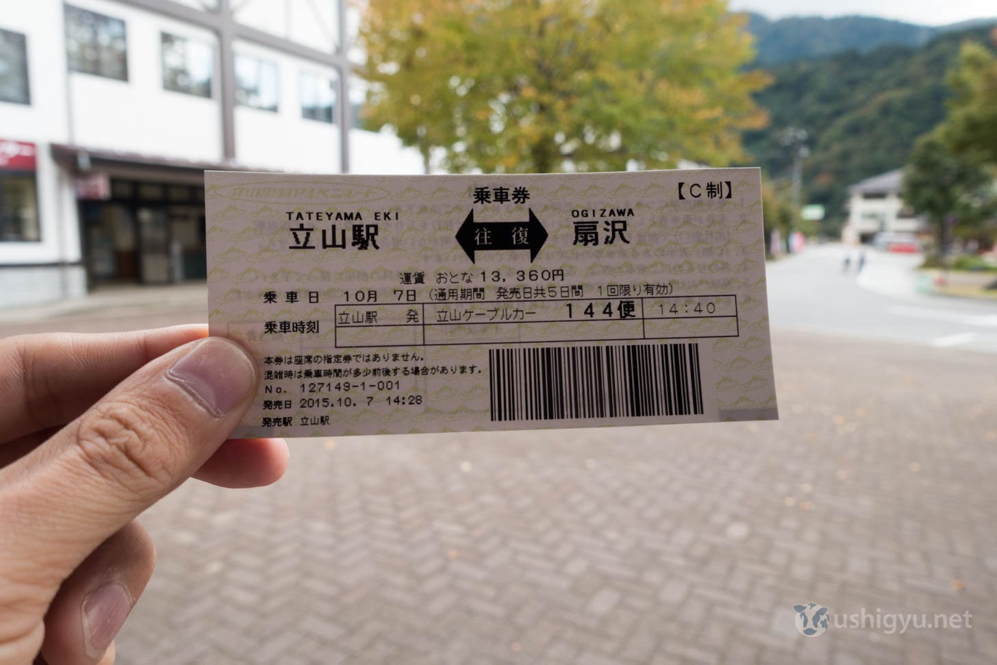 Alpine Route ticket showing Tateyama Eki