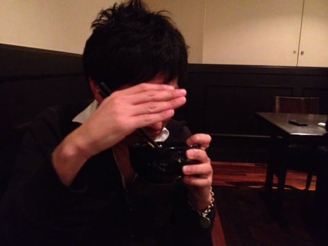 Friend relaxing after meal