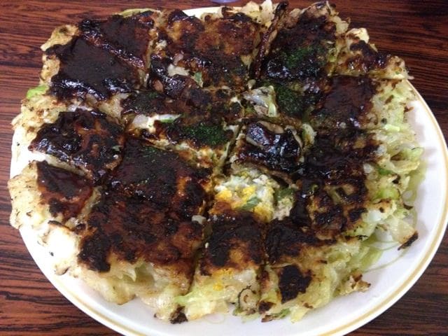 Hakata okonomiyaki with caramelized surface
