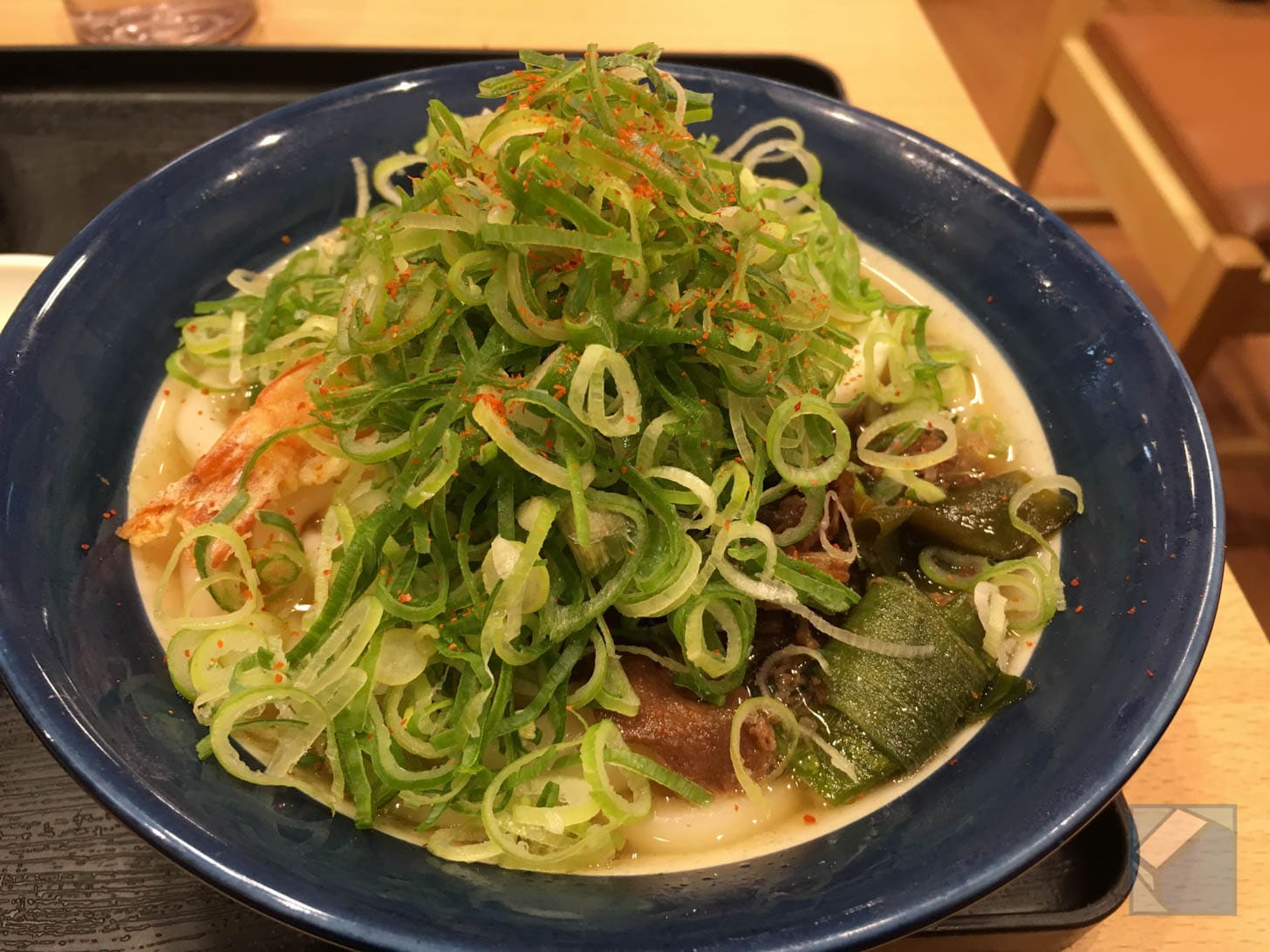 Udon topped with plenty of green onions